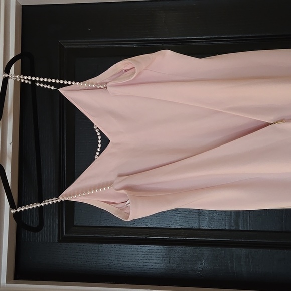 Karl Lagerfeld Light Pink Gown with Adjustable Pearl Straps Size 12 - Picture 4 of 16